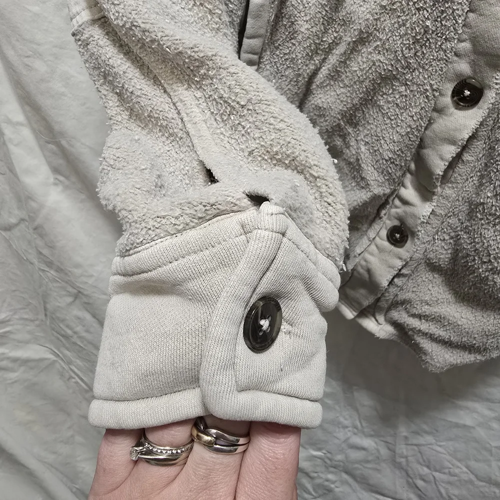 Free People Ruby Cream Teddy Jacket XS Button Down Shacket Oversized‎ Relaxed
